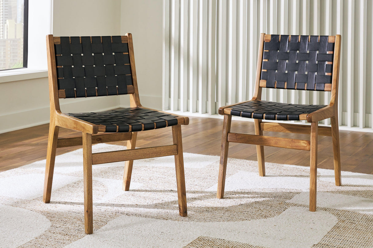 Fortmaine Brown/Black Dining Chair, Set of 2 by Ashley at Eve Furniture