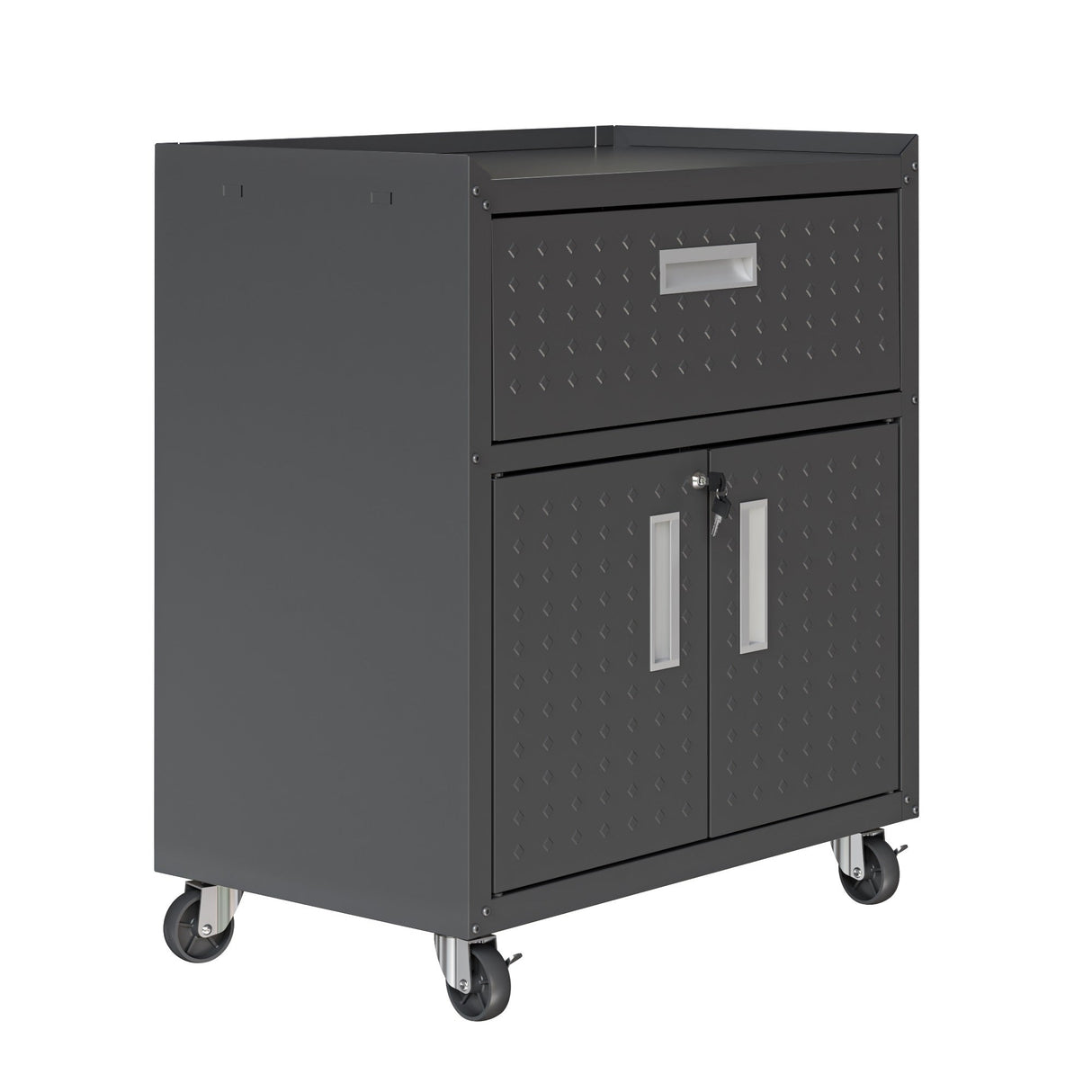 Fortress 31.5" Mobile Garage Cabinet with Drawer and Shelves in Charcoal Grey by Manhattan Comfort at Eve Furniture