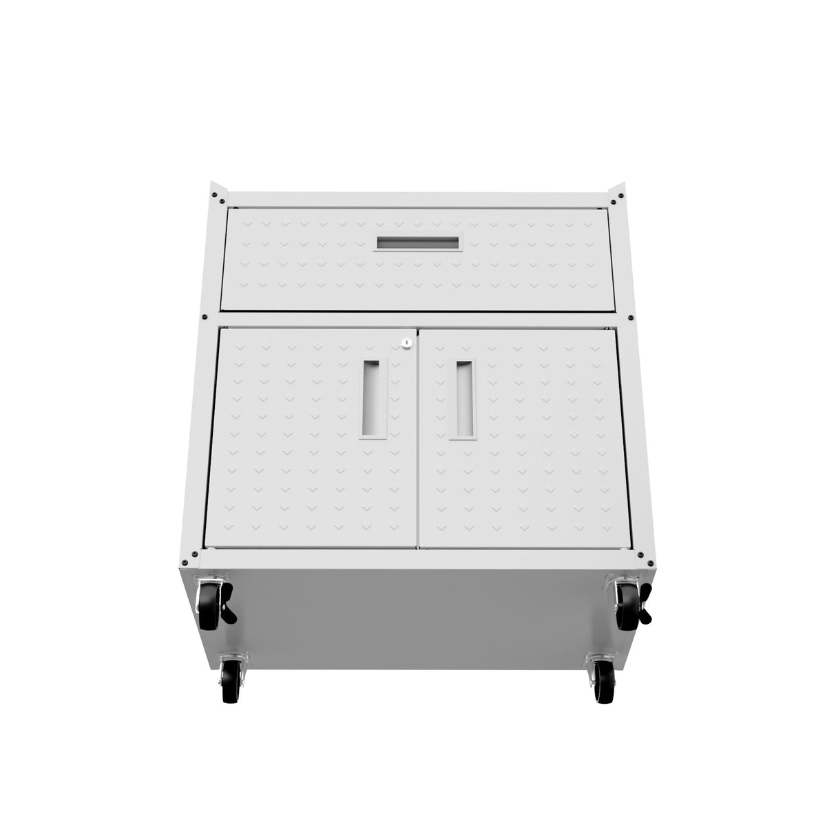Fortress 31.5" Mobile Garage Cabinet with Drawer and Shelves in White by Manhattan Comfort at Eve Furniture