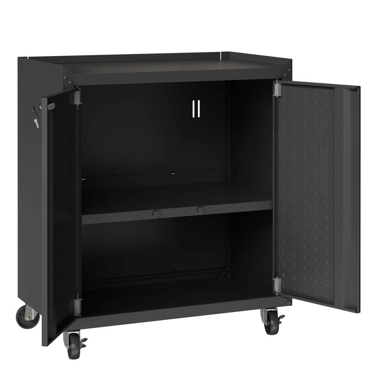 Fortress 31.5" Mobile Garage Cabinet with Shelves in Charcoal Grey by Manhattan Comfort at Eve Furniture