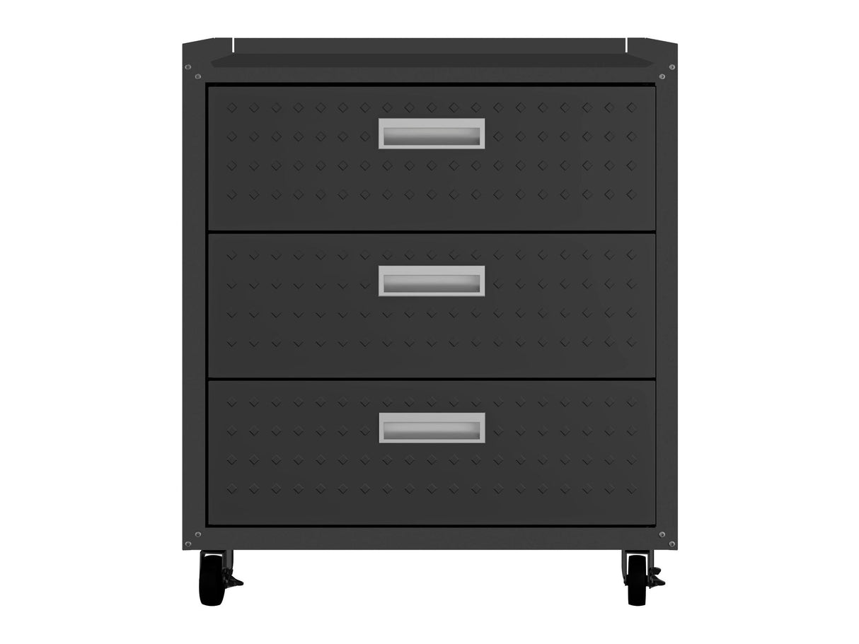 Fortress 31.5" Mobile Garage Chest with Drawers in Charcoal Grey by Manhattan Comfort at Eve Furniture