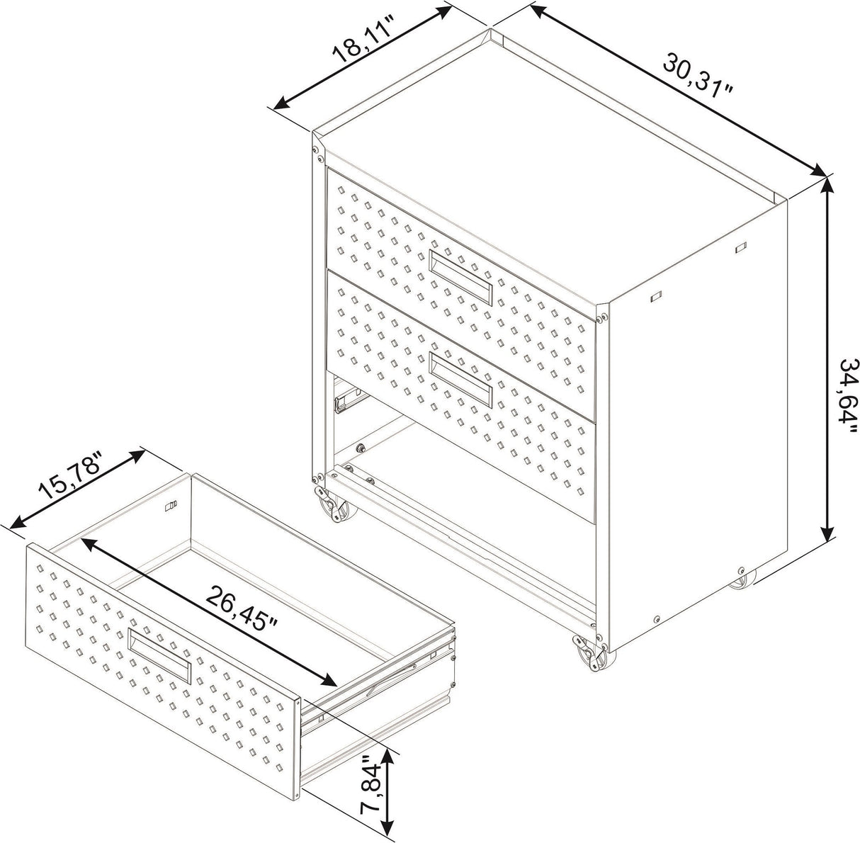 Fortress 31.5" Mobile Garage Chest with Drawers in White by Manhattan Comfort at Eve Furniture