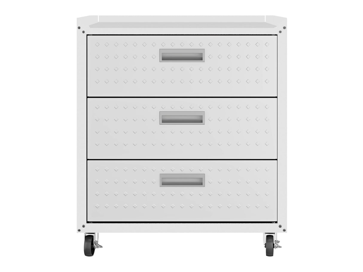 Fortress 31.5" Mobile Garage Chest with Drawers in White by Manhattan Comfort at Eve Furniture
