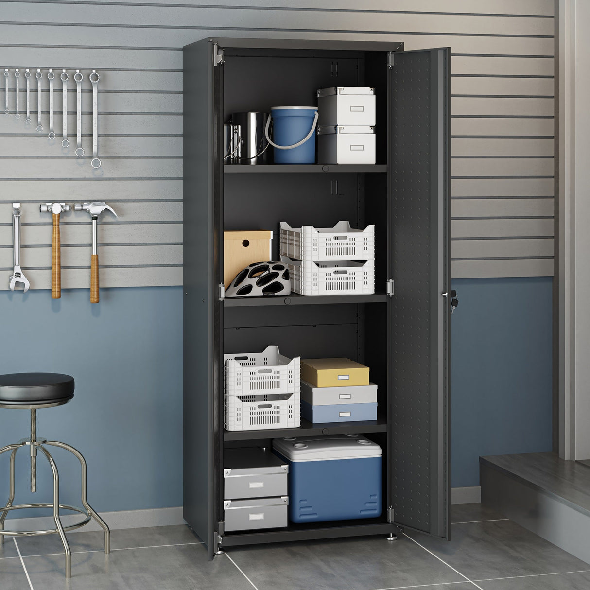 Fortress 6-Piece Garage Set in Charcoal Grey by Manhattan Comfort at Eve Furniture