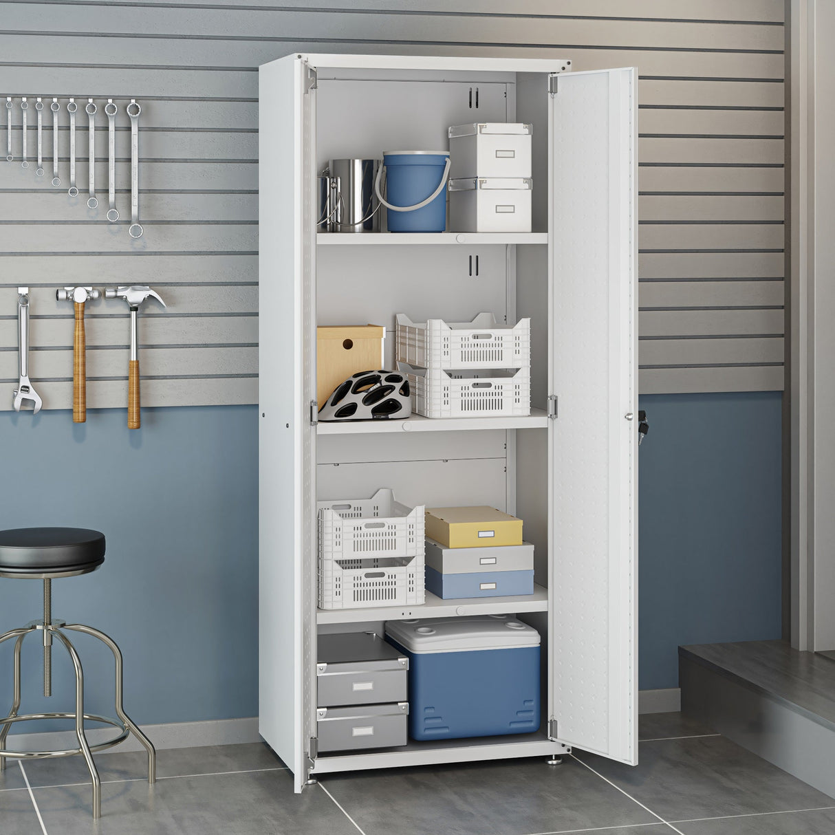 Fortress 6-Piece Garage Set in White by Manhattan Comfort at Eve Furniture