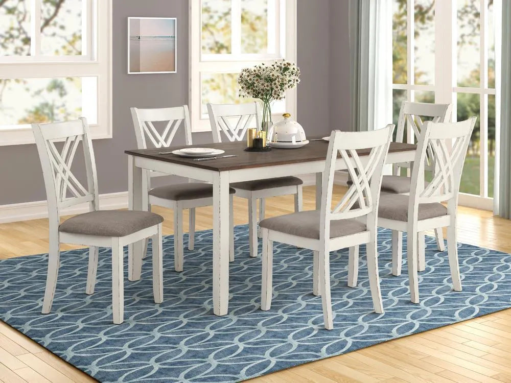 Fortress Chestnut/Vintage White 7-Piece Dining Set by Coaster at Eve Furniture