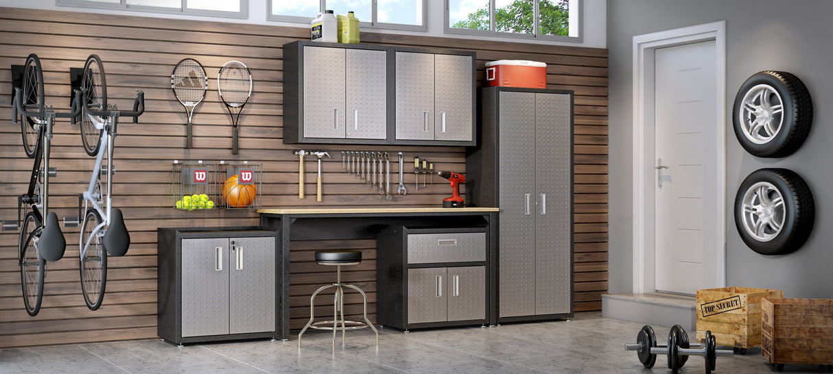 Fortress Floating Garage Cabinet in Grey by Manhattan Comfort at Eve Furniture