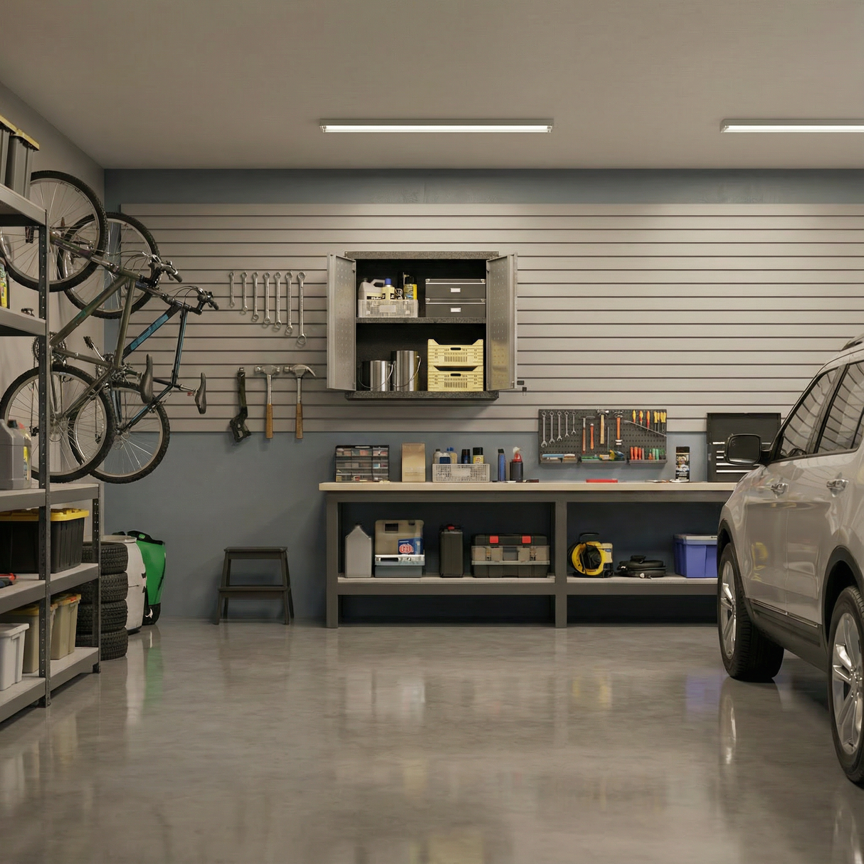 Fortress Floating Garage Cabinet in Grey by Manhattan Comfort at Eve Furniture