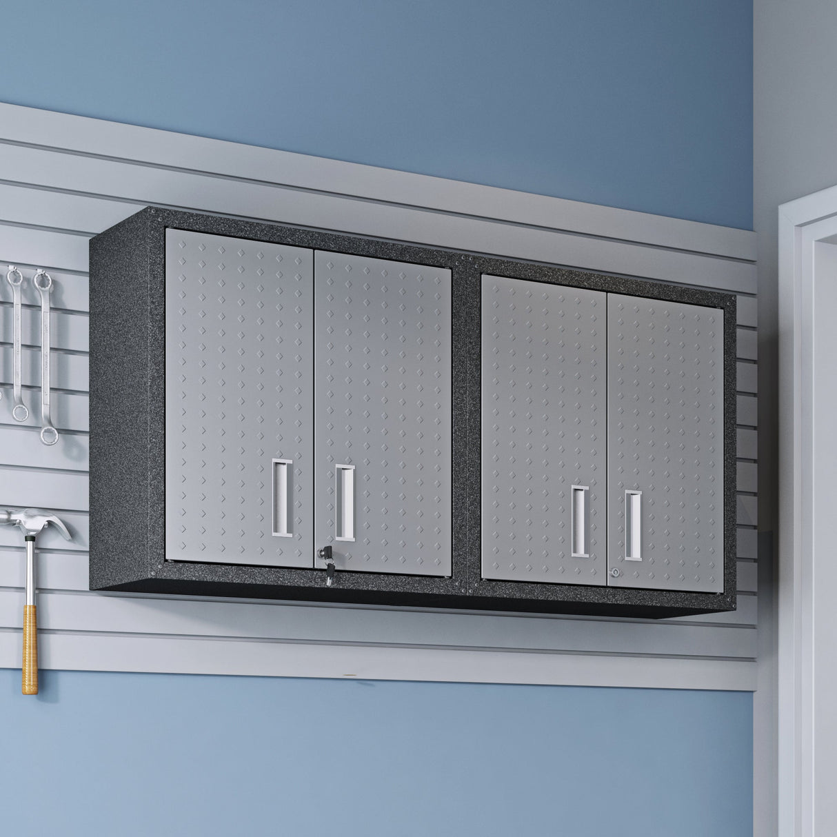Fortress Floating Garage Cabinet in Grey (set of 2) by Manhattan Comfort at Eve Furniture