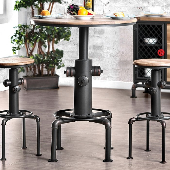 Foskey Antique Black/Natural Tone 3-Piece Bar Table Set by Furniture of America at Eve Furniture
