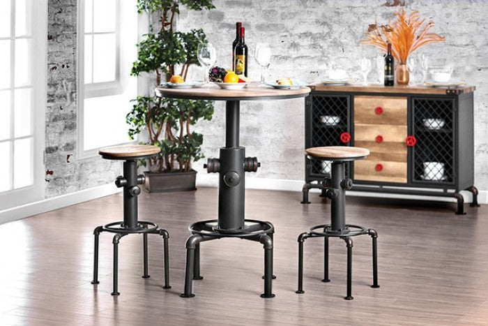 Foskey Antique Black/Natural Tone 3-Piece Bar Table Set by Furniture of America at Eve Furniture