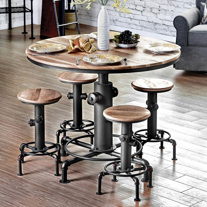 Foskey Antique Black/Natural Tone 5-Piece Counter Height Table Set by Furniture of America at Eve Furniture