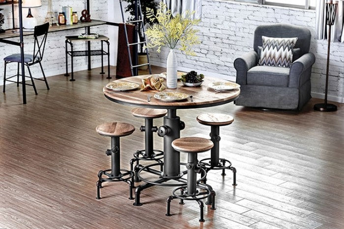 Foskey Antique Black/Natural Tone 5-Piece Counter Height Table Set by Furniture of America at Eve Furniture