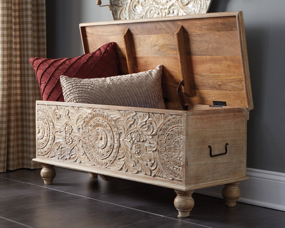 Fossil Ridge Beige Storage Bench by Ashley at Eve Furniture