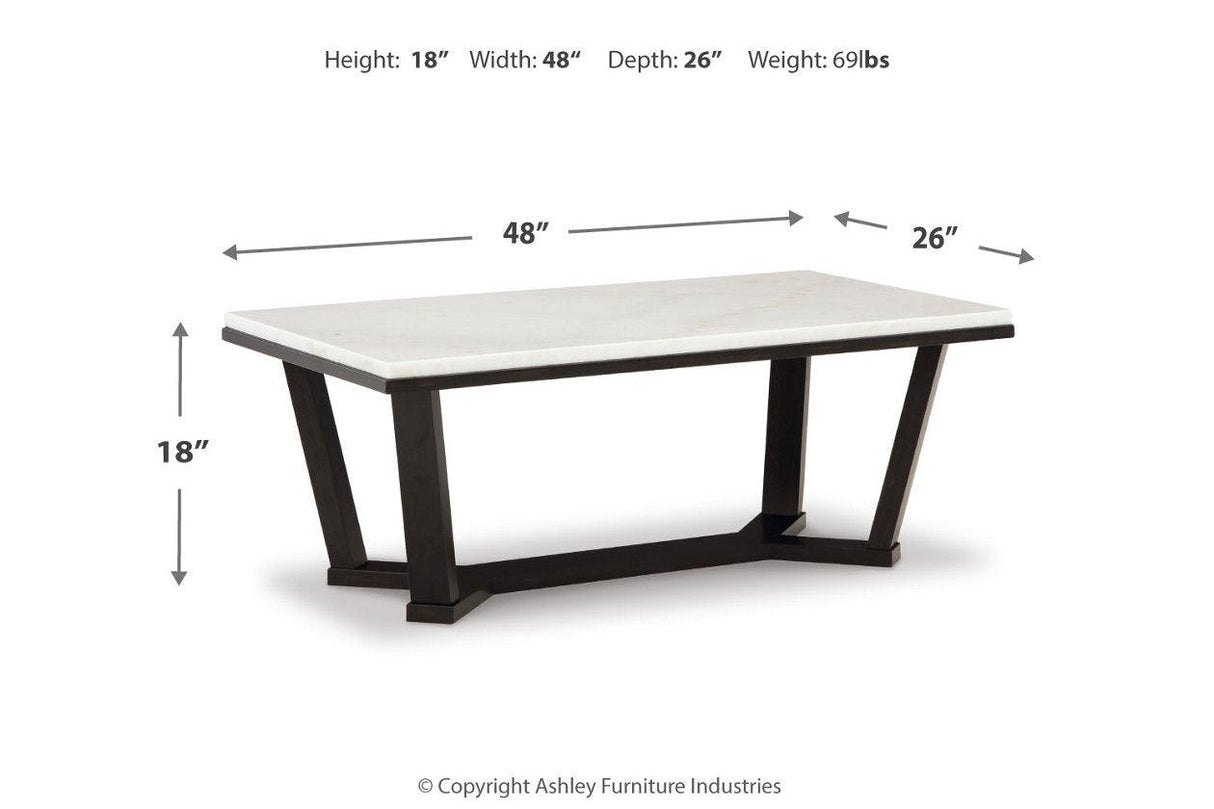 Fostead White/Espresso Coffee Table and 2 Ends by Ashley at Eve Furniture