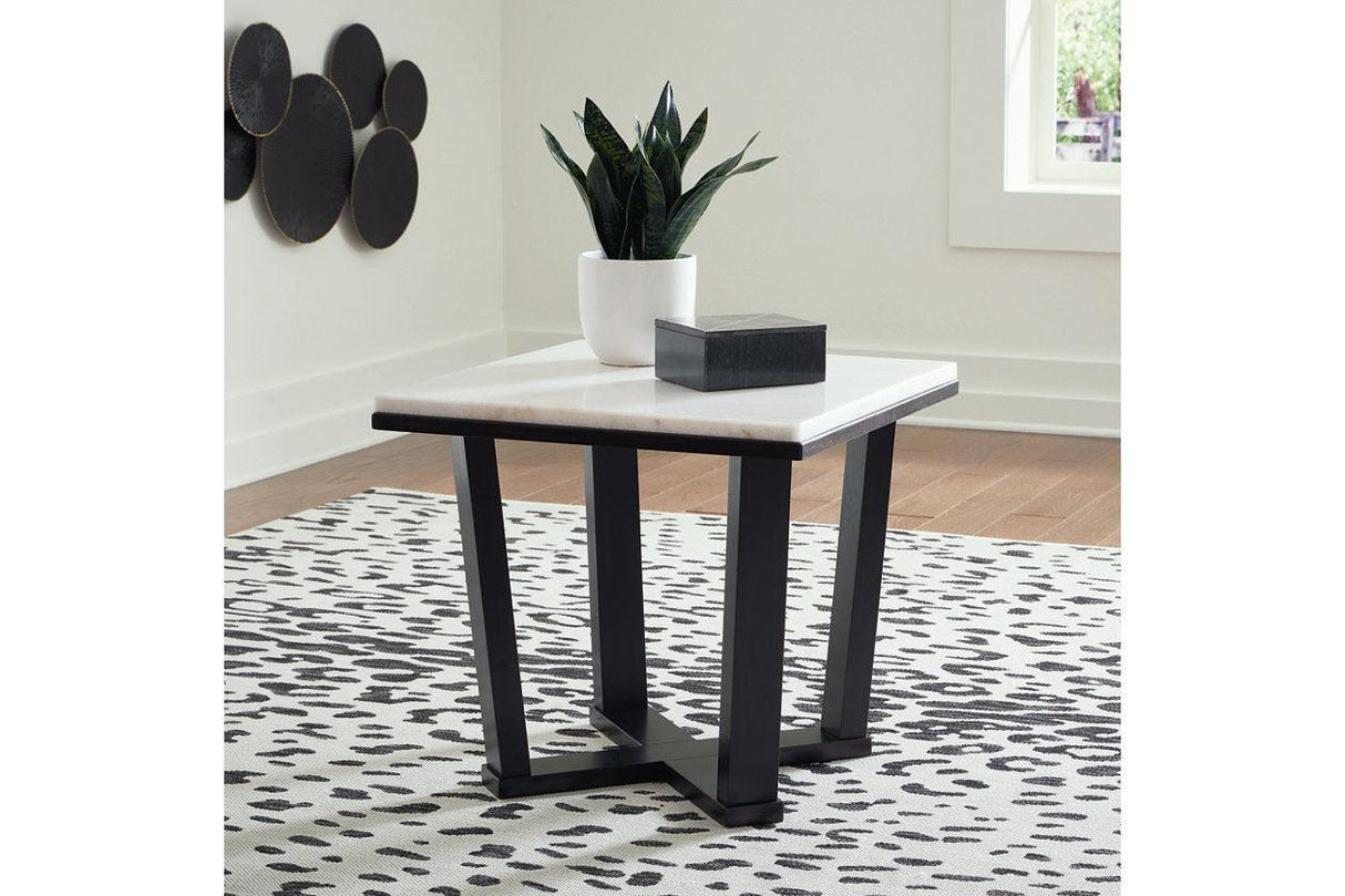 Fostead White/Espresso Coffee Table and 2 Ends by Ashley at Eve Furniture