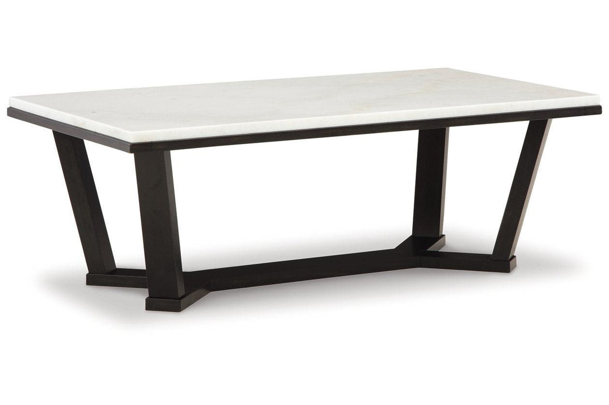 Fostead White/Espresso Coffee Table and 2 Ends by Ashley at Eve Furniture
