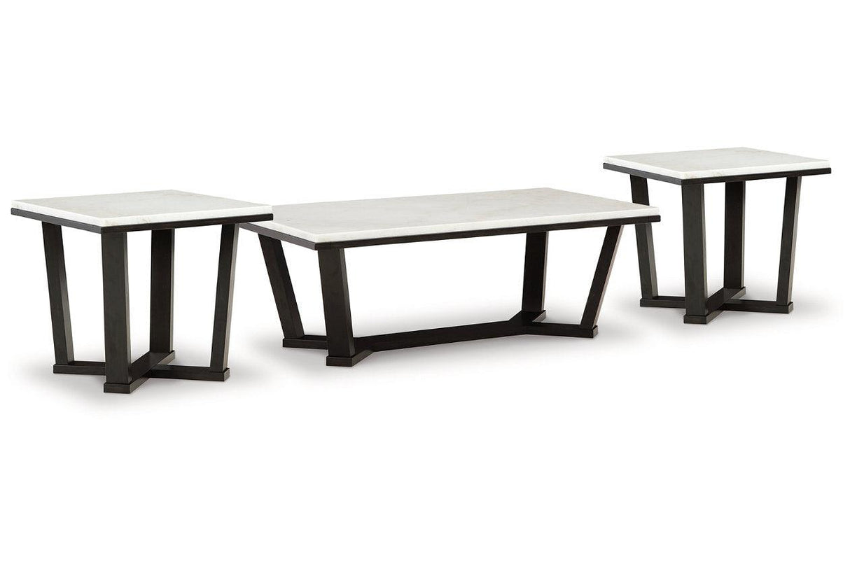Fostead White/Espresso Coffee Table and 2 Ends by Ashley at Eve Furniture