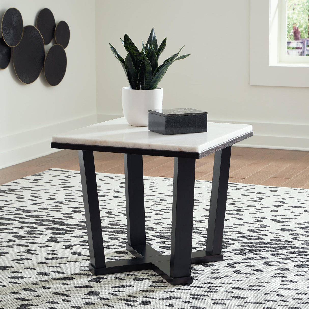 Fostead White/Espresso End Table by Ashley at Eve Furniture