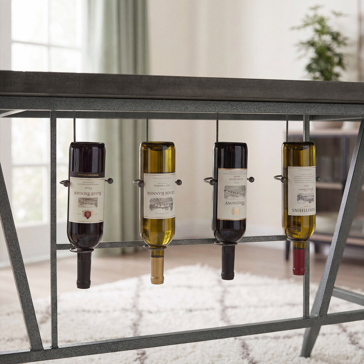 Foundry Brown/Gunmetal Counter Height Table with Wine Rack by Homelegance at Eve Furniture