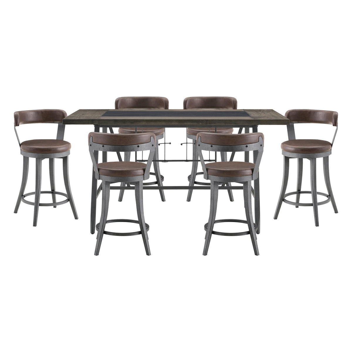 Foundry Gunmetal/Light Brown 7-Piece Counter Height Set by Homelegance at Eve Furniture