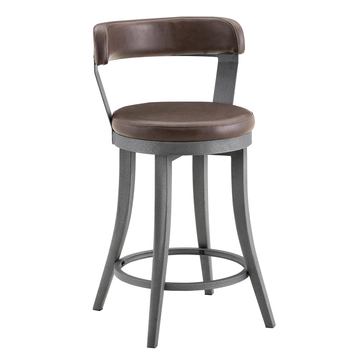 Foundry Gunmetal/Light Brown Faux Leather Swivel Counter Height Chair, Set of 2 by Homelegance at Eve Furniture