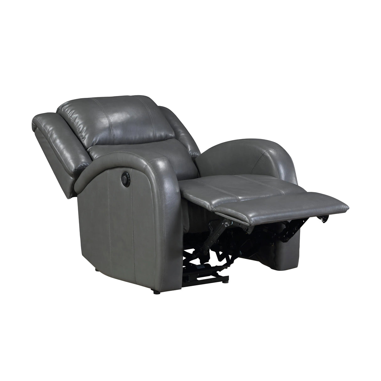 Foxcroft Gray Faux Leather Power Reclining Chair by Homelegance at Eve Furniture