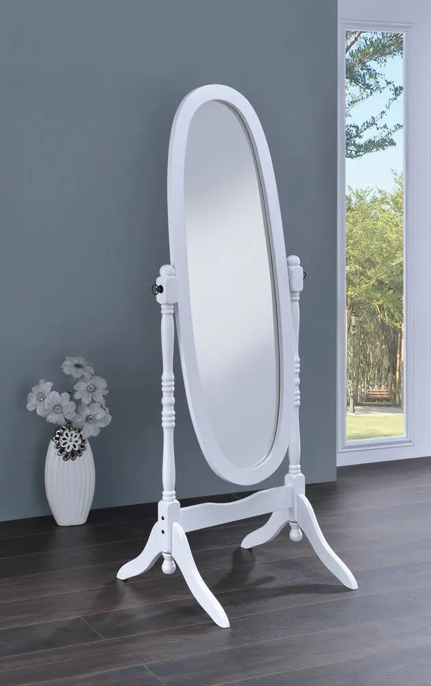 Foyet White Oval Cheval Mirror by Coaster at Eve Furniture