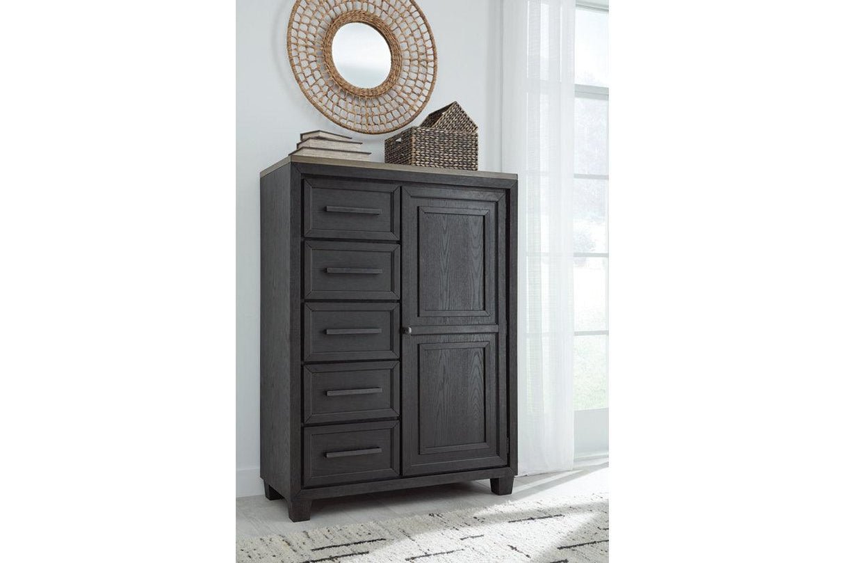 Foyland Black/Brown Door Chest by Ashley at Eve Furniture