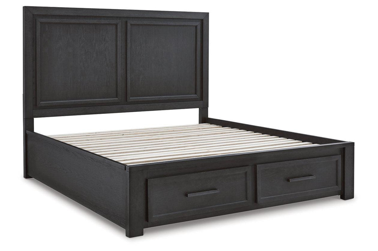 Foyland Black/Brown King Panel Storage Bed by Ashley at Eve Furniture