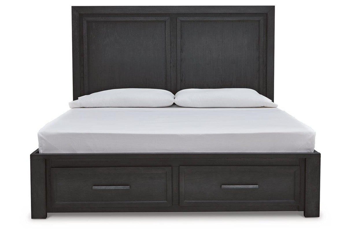 Foyland Black/Brown King Panel Storage Bed by Ashley at Eve Furniture