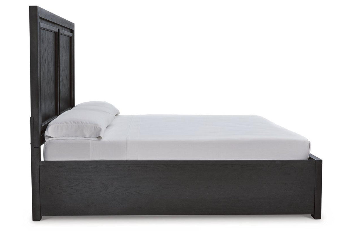 Foyland Black/Brown King Panel Storage Bed by Ashley at Eve Furniture
