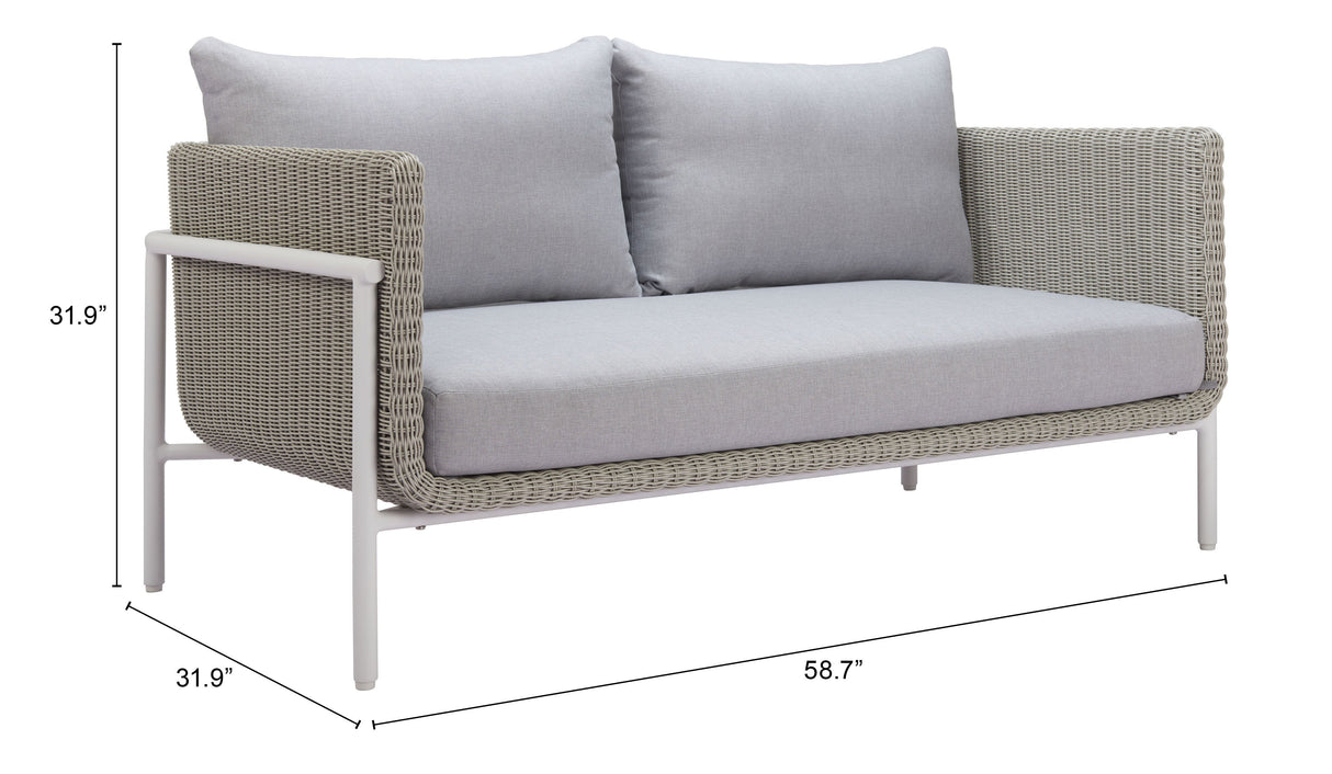 Frais Gray Outdoor Loveseat by Zuomod at Eve Furniture