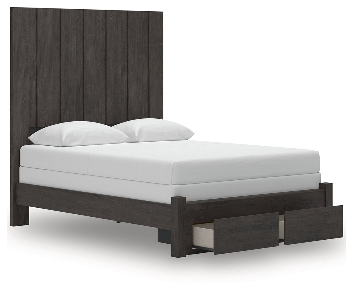 Fraluna Charcoal Queen Panel Storage Bed by Ashley at Eve Furniture