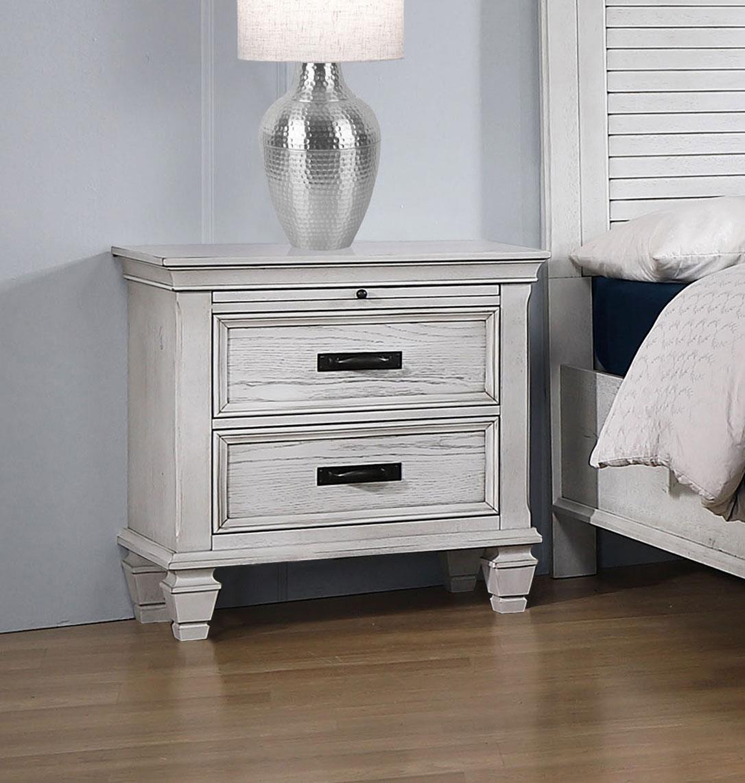 Franco Antique White 2-Drawer Nightstand by Coaster at Eve Furniture