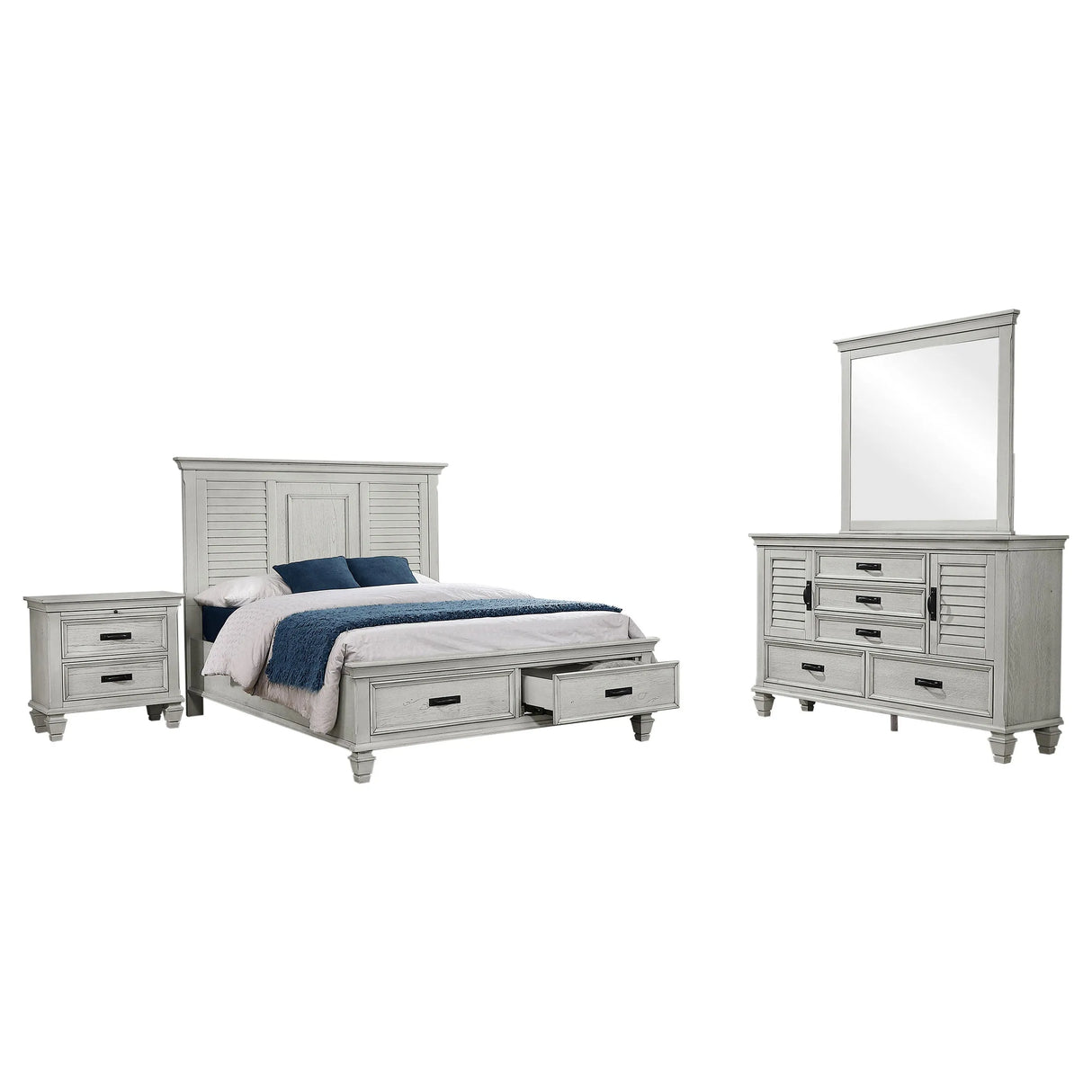 Franco Antique White 4-Piece Queen Storage Bedroom Set by Coaster at Eve Furniture