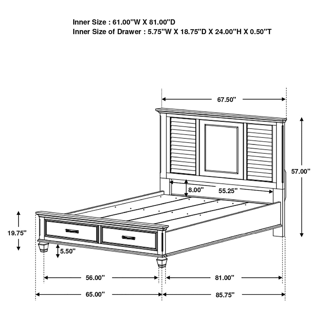 Franco Antique White 4-Piece Queen Storage Bedroom Set by Coaster at Eve Furniture