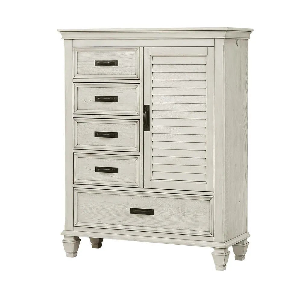 Franco Antique White 5-Drawer Door Chest by Coaster at Eve Furniture