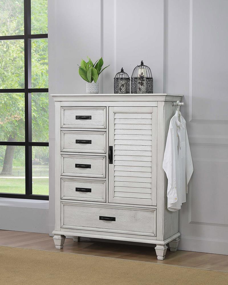 Franco Antique White 5-Drawer Door Chest by Coaster at Eve Furniture