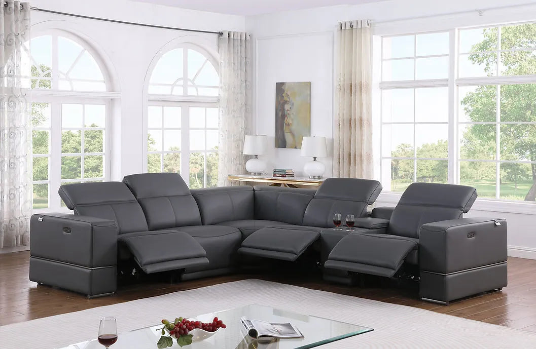 Franco Dark Grey 6-Piece 2 Power Reclining Sectional by New Era Innovations at Eve Furniture