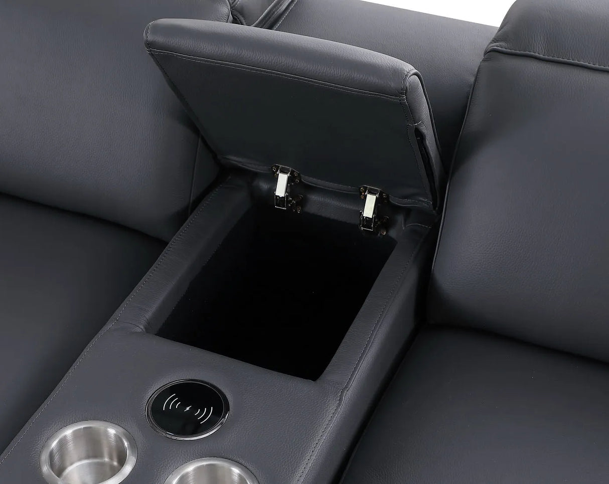 Franco Dark Grey 7-piece 3 Power Reclining Sectional by New Era Innovations at Eve Furniture