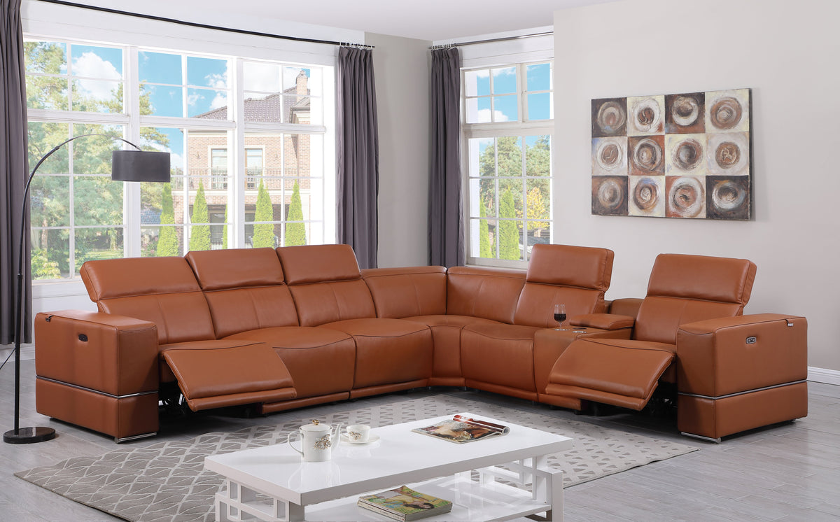 Franco II 7- Piece Carmel (3 Powers Head/Foot) Sectional by New Era Innovations at Eve Furniture