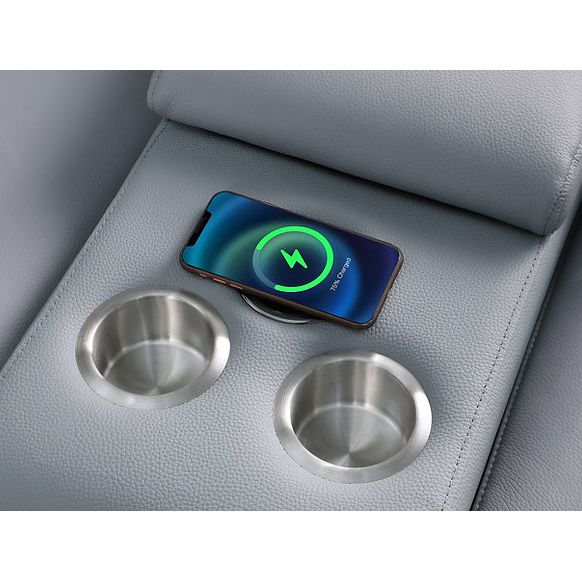 Franco Light Blue 7-Piece 3 Power Reclining Sectional by New Era Innovations at Eve Furniture