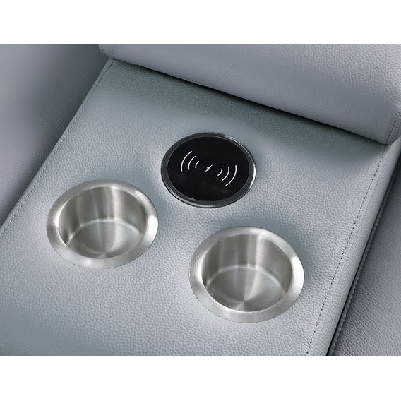 Franco Light Blue 7-Piece 3 Power Reclining Sectional by New Era Innovations at Eve Furniture