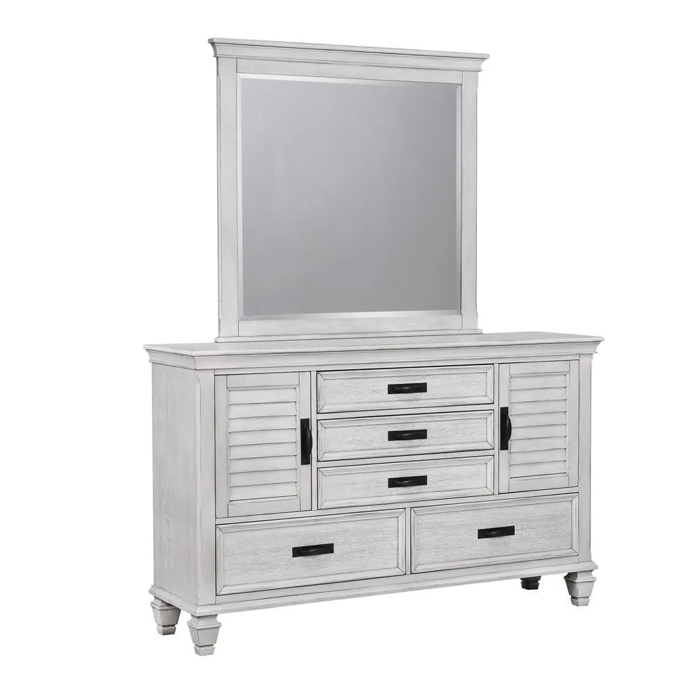 Franco White Antique Rectangular Mirror by Coaster at Eve Furniture