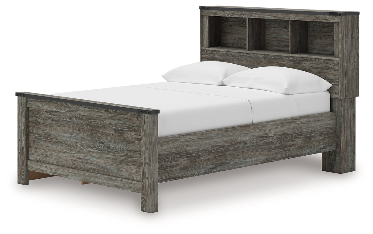 Frandern Gray Full Bookcase Storage Platform Bed with 2 Drawers by Ashley at Eve Furniture