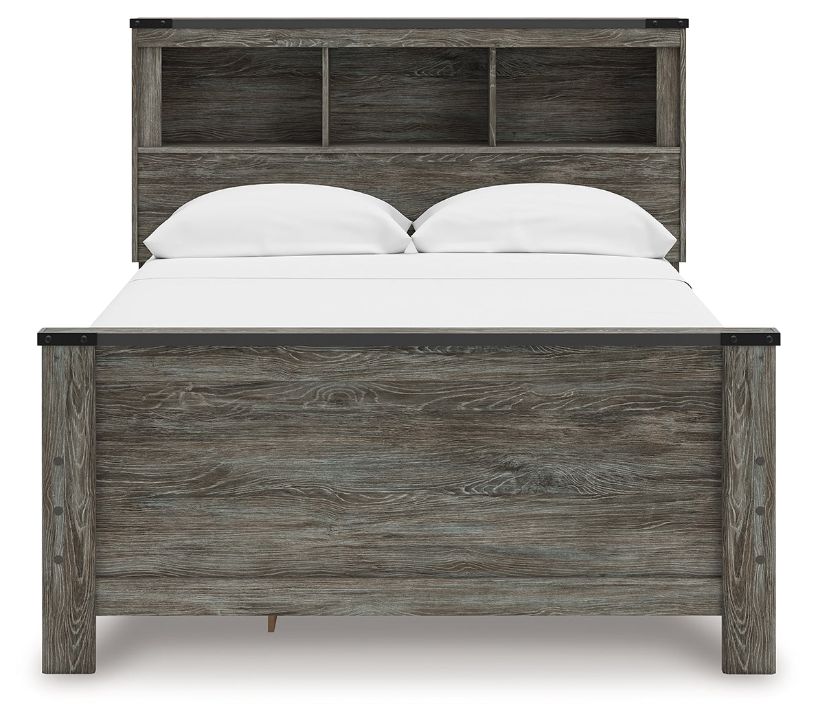 Frandern Gray Full Bookcase Storage Platform Bed with 2 Drawers by Ashley at Eve Furniture