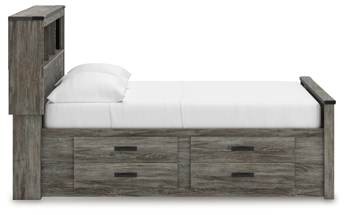 Frandern Gray Full Bookcase Storage Platform Bed with 2 Drawers by Ashley at Eve Furniture
