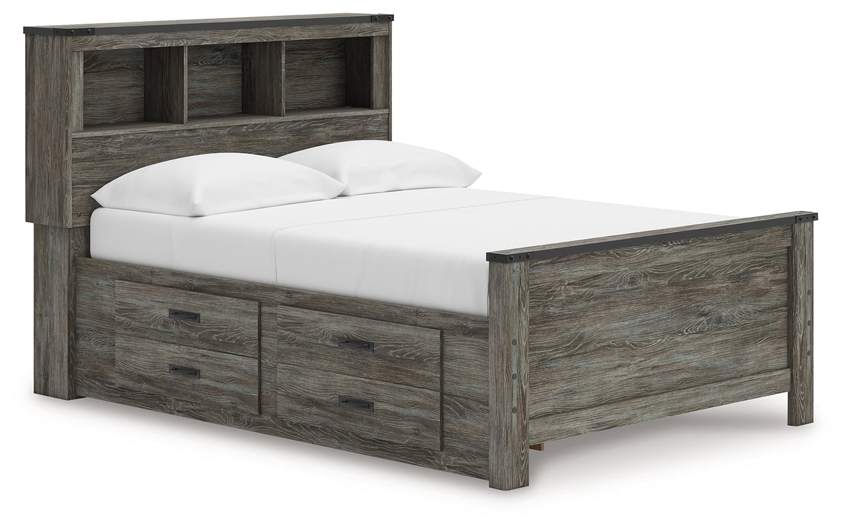 Frandern Gray Full Bookcase Storage Platform Bed with 2 Drawers by Ashley at Eve Furniture