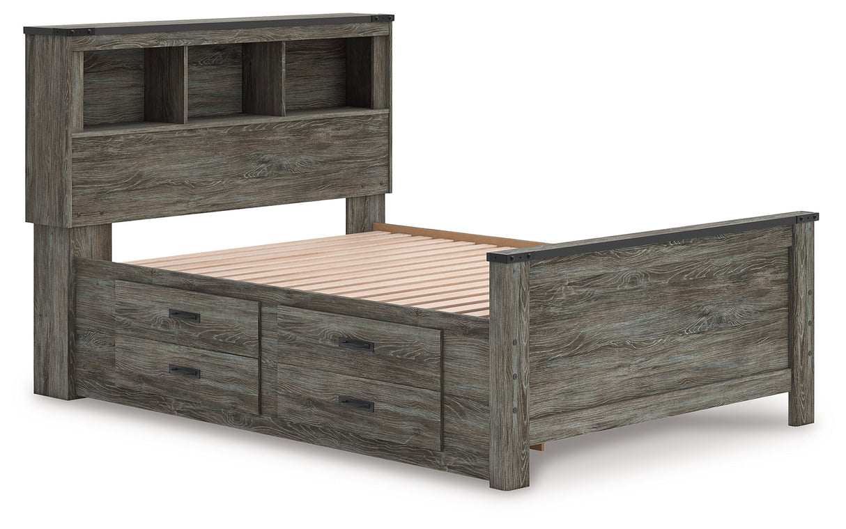 Frandern Gray Full Bookcase Storage Platform Bed with 2 Drawers by Ashley at Eve Furniture